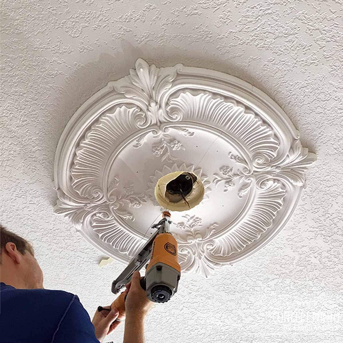 18" Primed Riley Circle Ceiling Medallion, Moisture & Rot Resistant