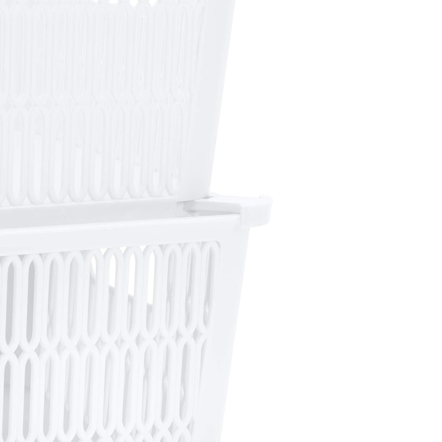 Simplify Slide 2 Stack It 2 Pack Plastic Storage Tote Baskets in White