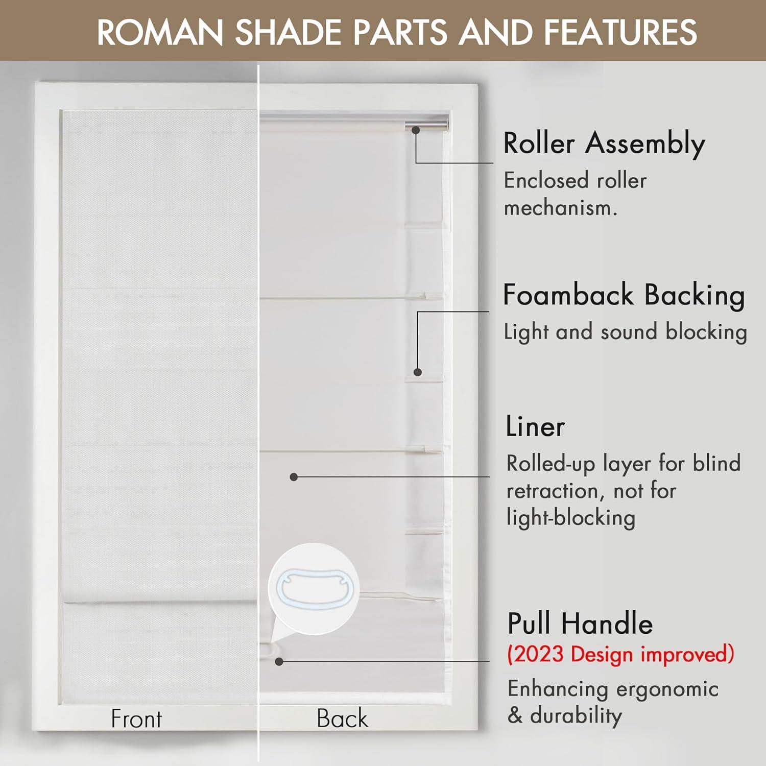 27"x64" Paxton Basketweave Room Darkening Cordless Roman Shade White - Madison Park: Window Blinds, Indoor Use