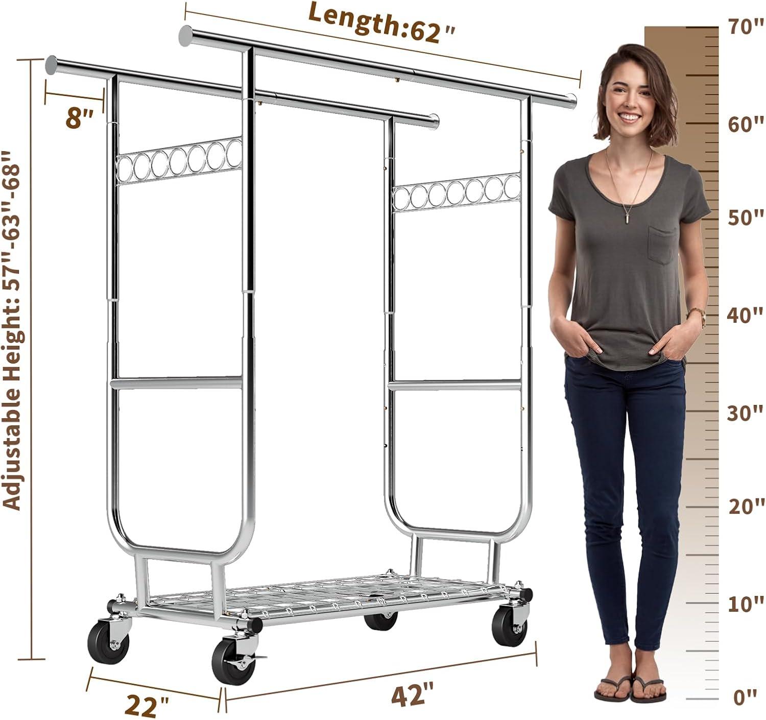 450 lbs Heavy Duty Clothing Garment Rack with Wheels