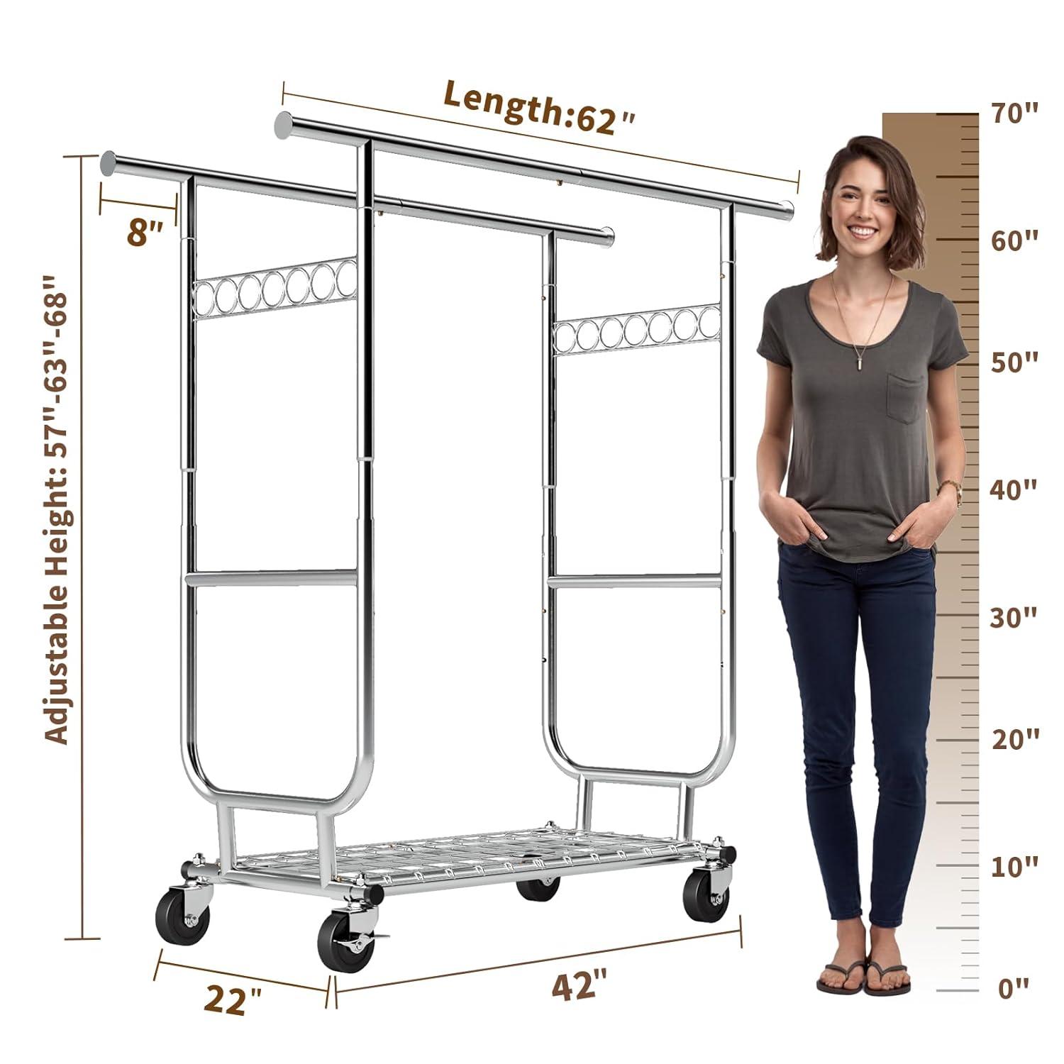 450 lbs Heavy Duty Clothing Garment Rack with Wheels