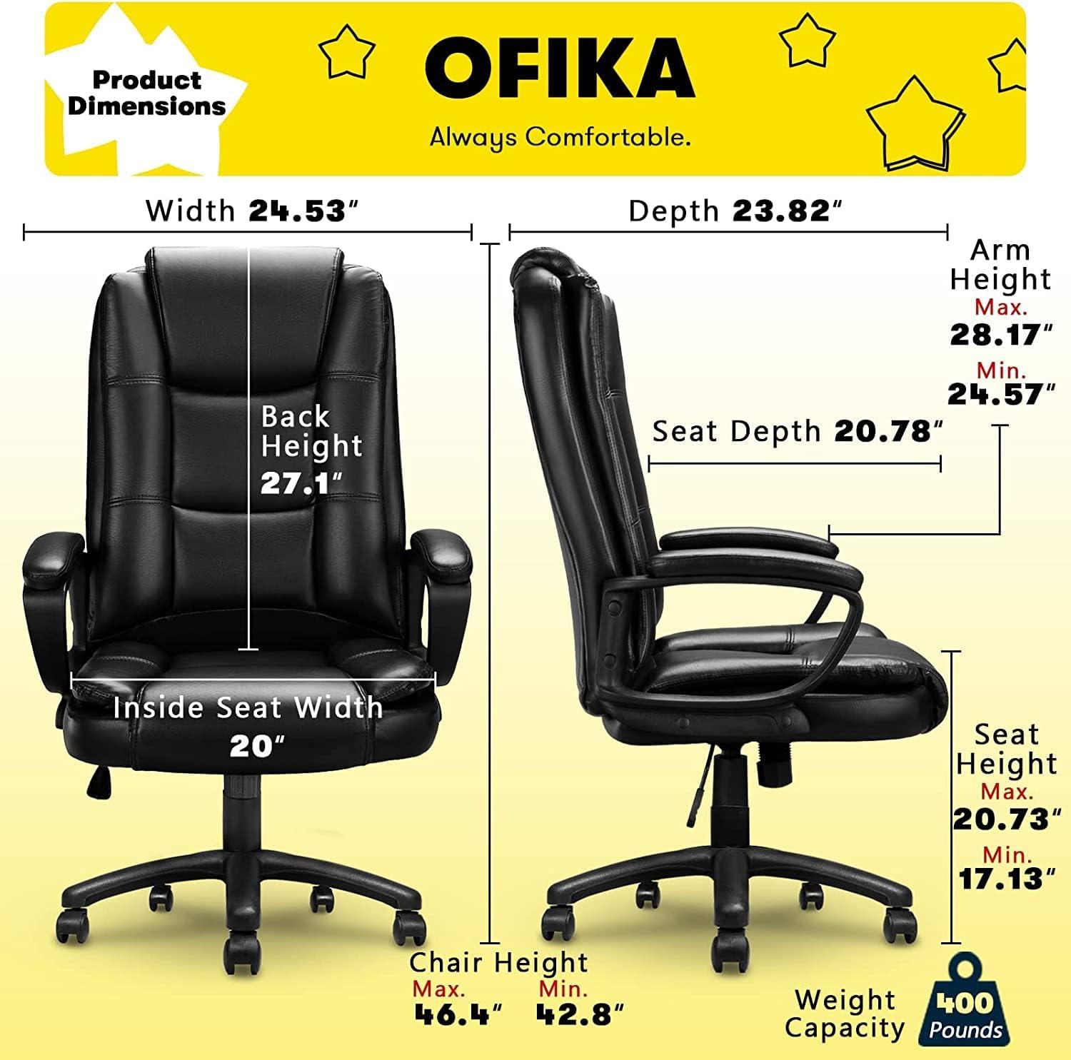 Home Office Chair, 400LBS Big and Tall Chair Heavy Duty Design, Ergonomic High Back Cushion Lumbar Back Support, Computer Desk Chair, Adjustable Executive Leather Chair with Armrest