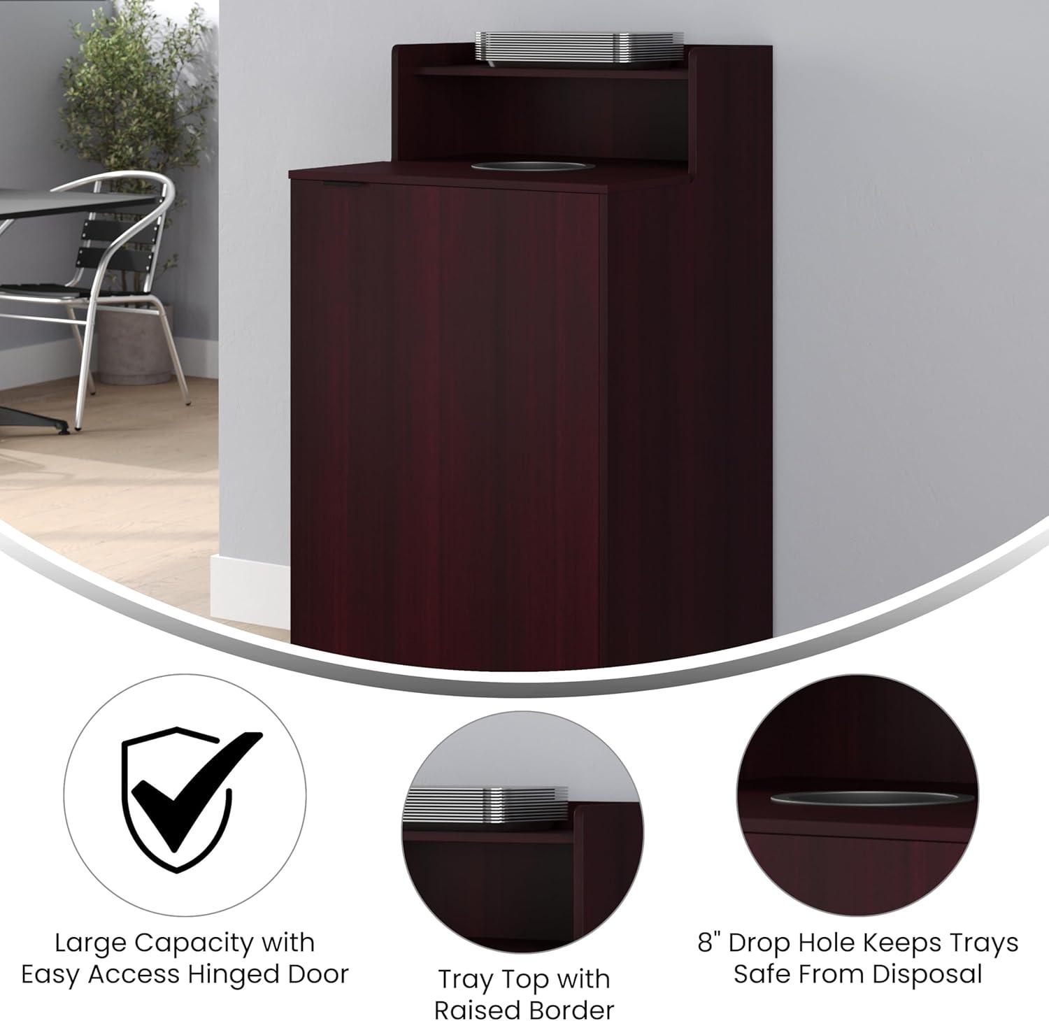 Flash Furniture Commercial Grade Tray Top Trash Enclosure With Drop Hole