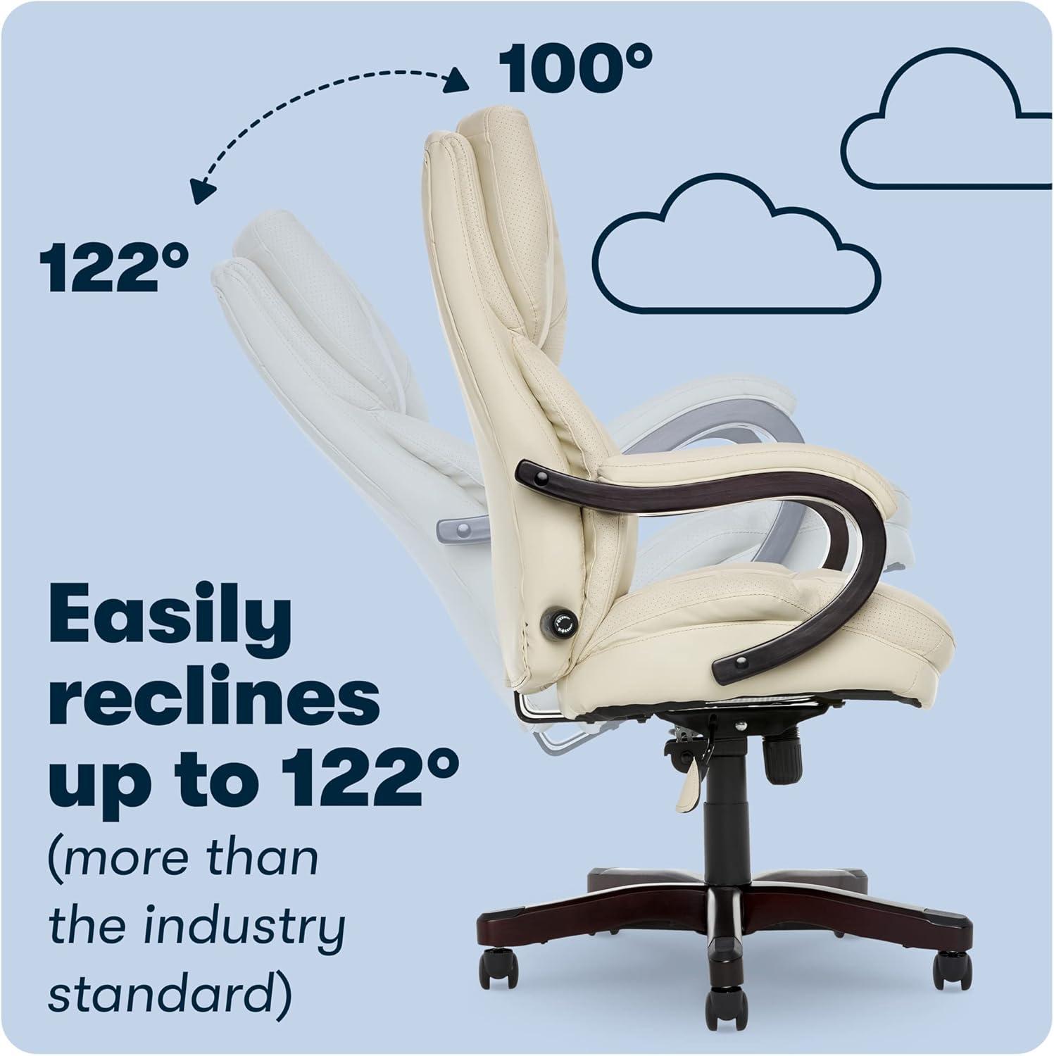 Big and Tall Executive Office Chair with Upgraded Wood Accents - Serta