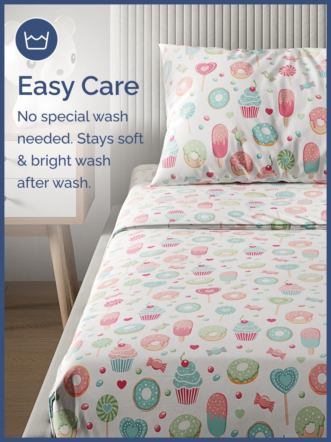 CGK Linens 4 Piece Kids Microfiber Sheet Set - Wrinkle Free - Cute, Cozy, Soft