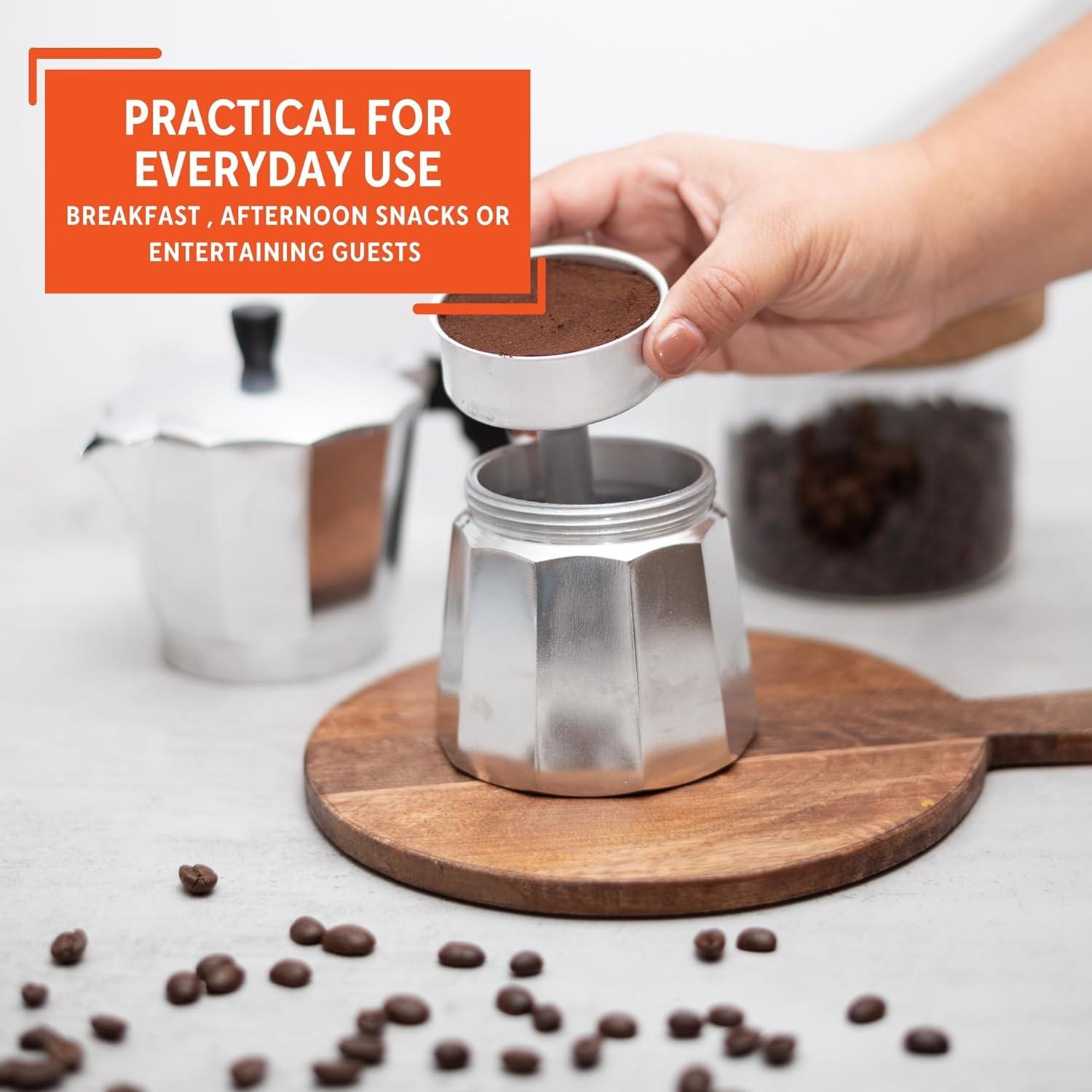 IMUSA 3 Cup Aluminum Stovetop Coffeemaker: Manual Espresso Maker, Gray, No Filter Needed, Hand Wash, 8 oz Capacity
