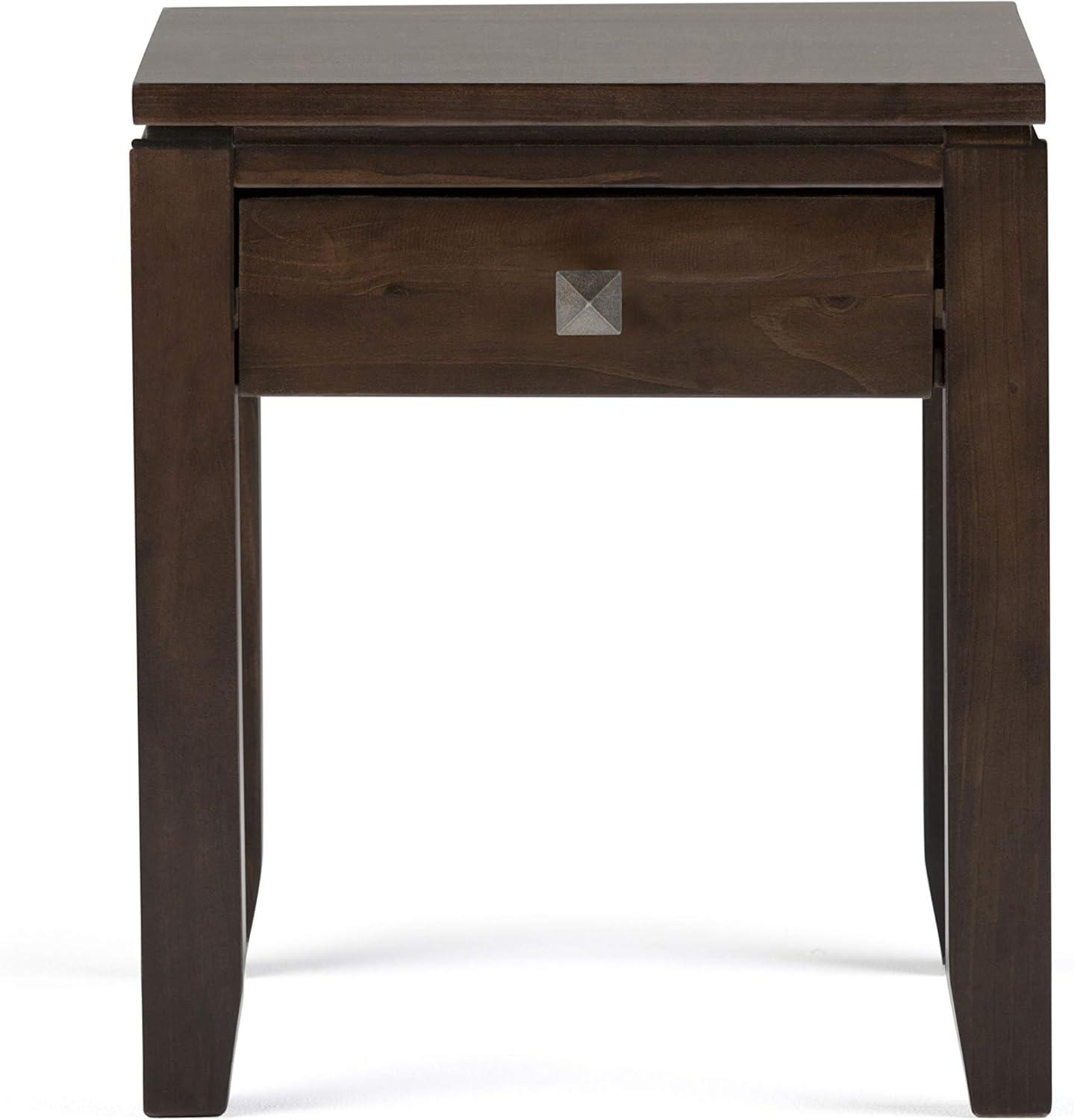 Simpli Home Cosmopolitan 18"W Solid Wood Contemporary Square End Table with Drawer
