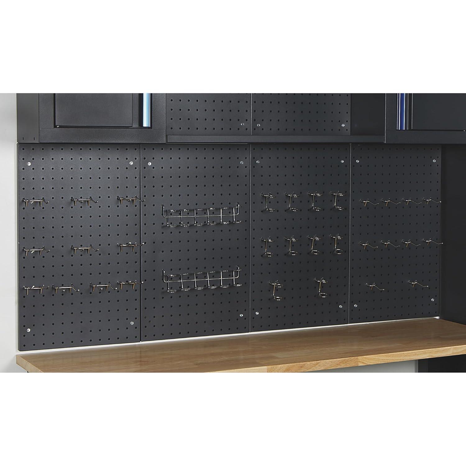 Strongway 6-Pc. Steel Garage Storage System with Drawers, Pegboard, Shelves, Tabletop, 2 Rolling Cabinets, 81.5in. x 75.7in.