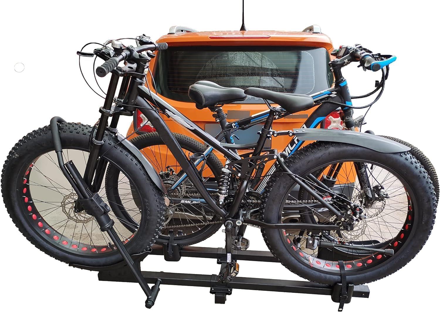 Black Steel Hitch Style 2-Bike Carrier Rack with Locking Pin