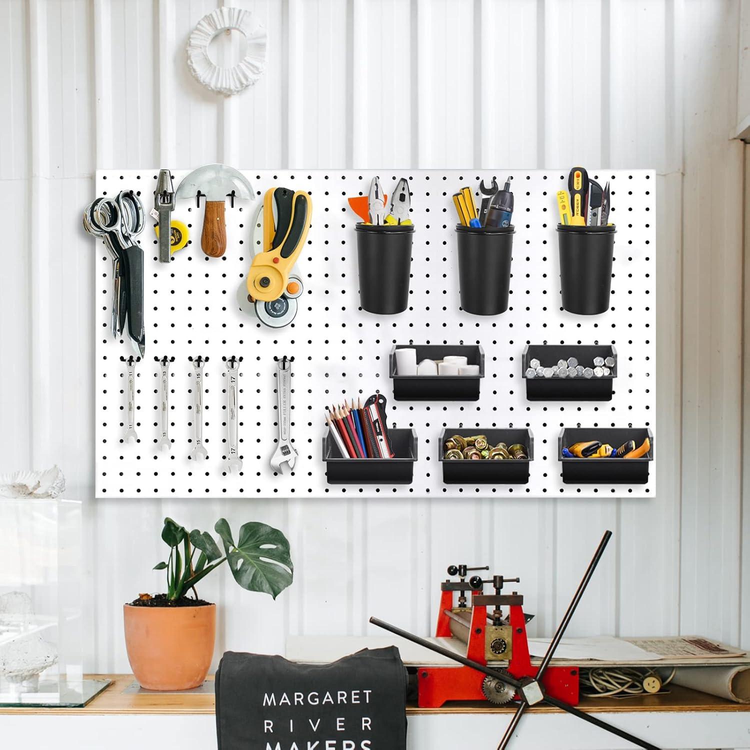 G.Core 12-Pack Pegboard Bins & Cups with Hooks, Plastic Peg Board Accessories for Organizing Tools