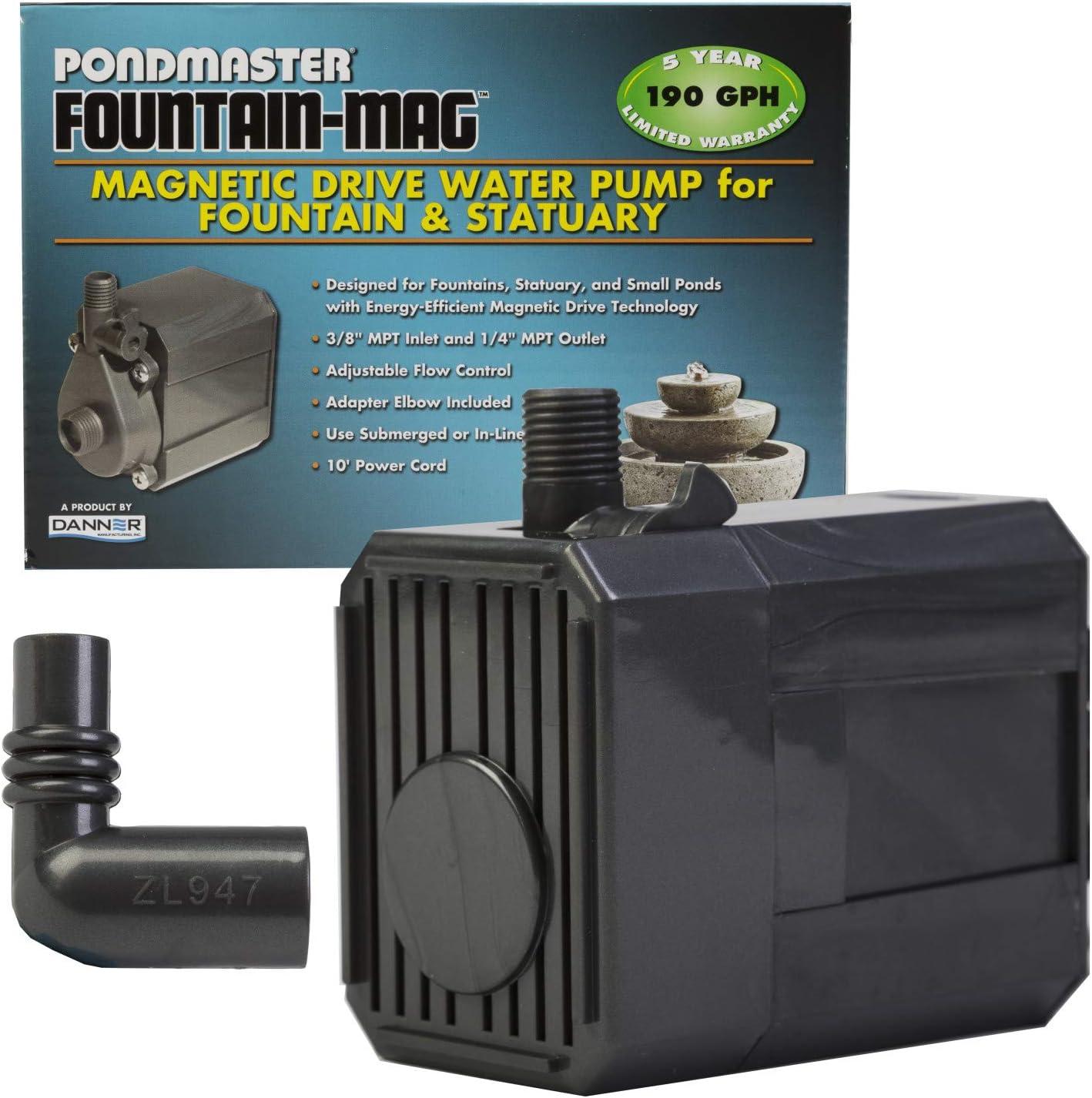 Black Plastic Magnetic Drive Fountain Pump with 10ft Cord