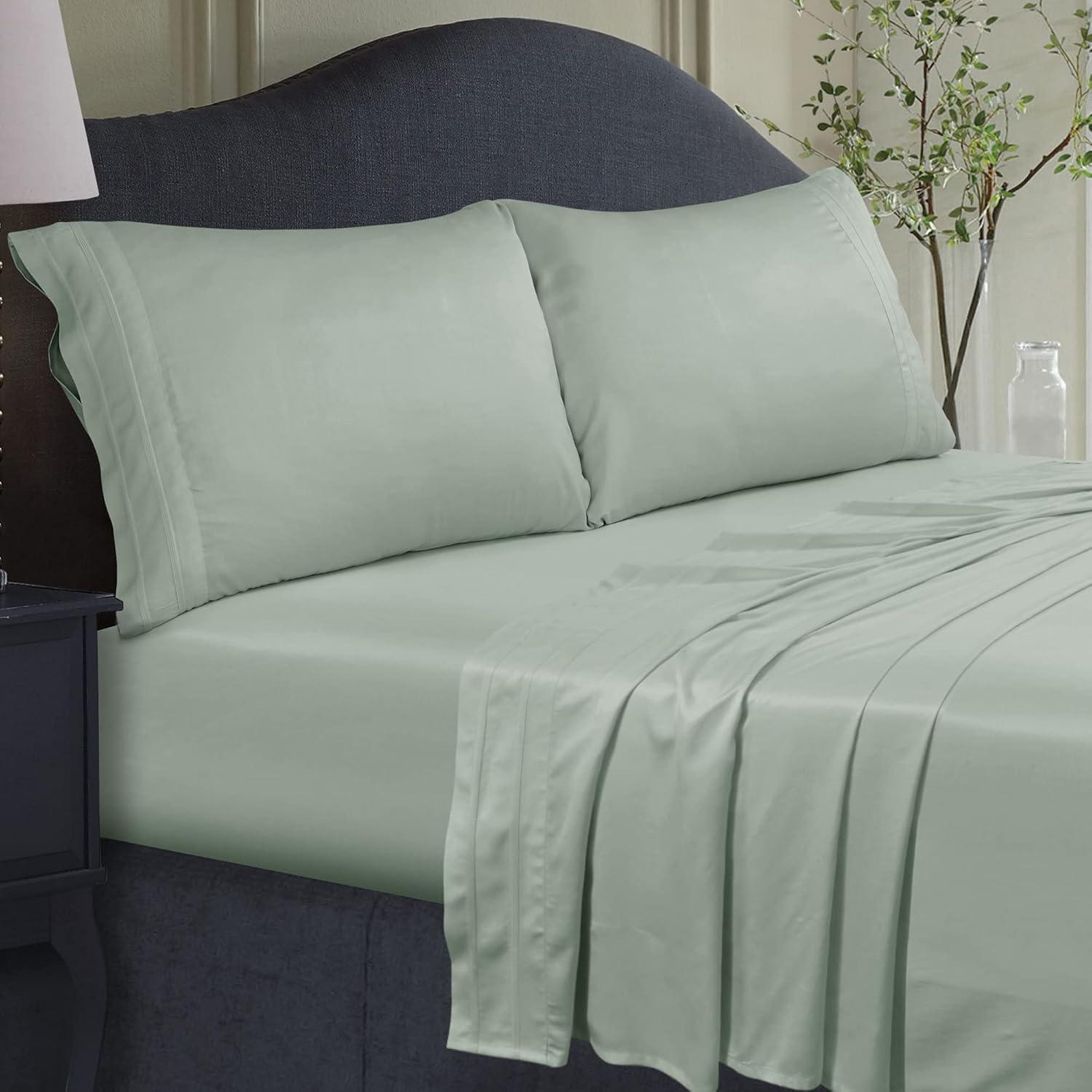Tribeca Living BAMB300SSCKSA 300 TC Rayon from Bamboo Deep Pocket Sheet, 4 Piece Set, Sage Green