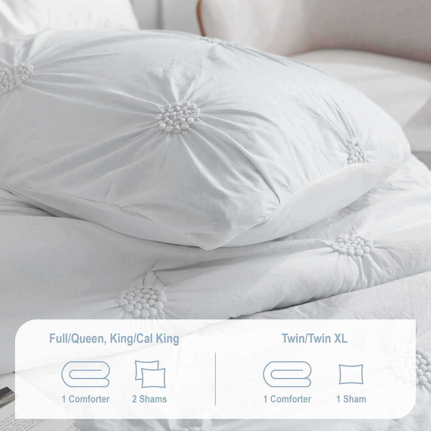 Supreme Microfiber Floral Pintuck Microfiber 3-Piece Comforter Set