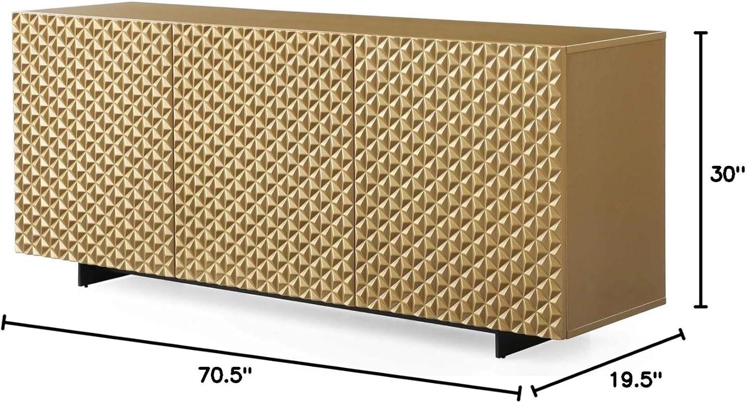 Whiteline Modern Living Harper Buffet , high gloss gold, Design on doors