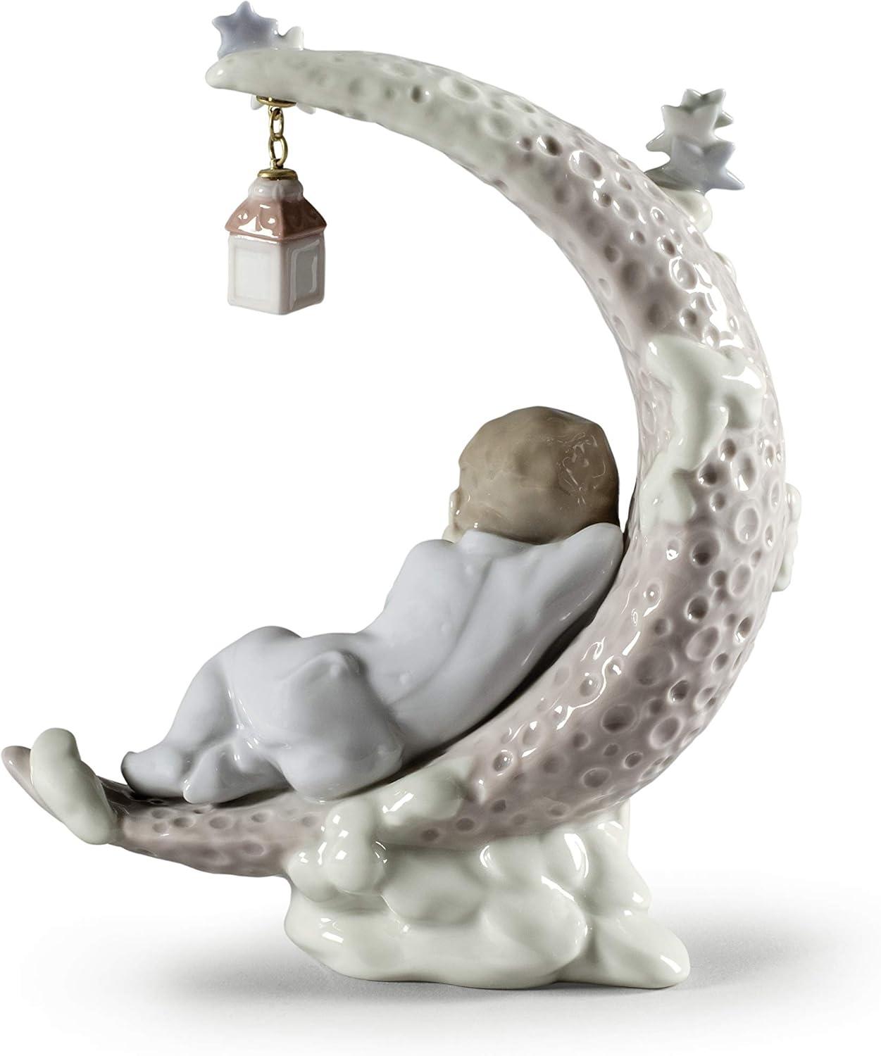 Heavenly Slumber Crescent Moon Porcelain Baby Boy Figurine