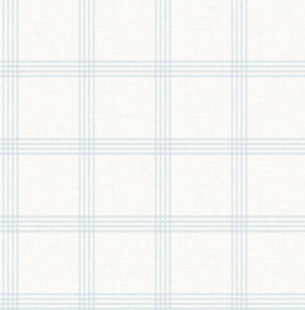 Chesapeake Twain Light Blue Plaid Unpasted Non Woven Wallpaper, 20.5-in by 33-ft, 56.4 sq. ft.