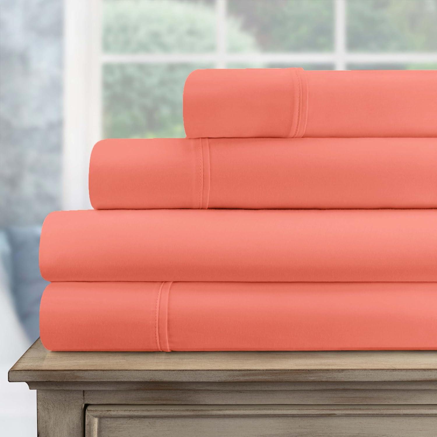 Superior 800 Thread Count 100% Egyptian Cotton Sheets Coral / Full