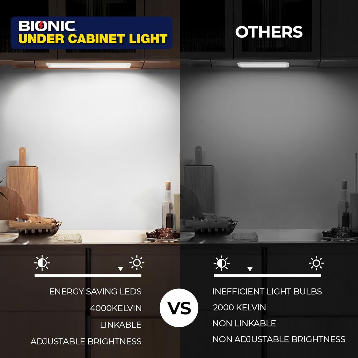 Bell + Howell Under Cabinet Lights 2 Pack Rechargeable LED Light 400 Lumens Motion Sensor Light