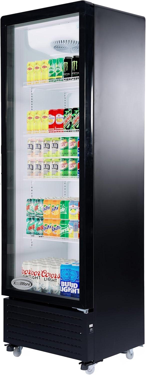 23 in. One Glass Door Commercial Display Merchandiser Refrigerator Cooler in Black, 10 cu. ft.