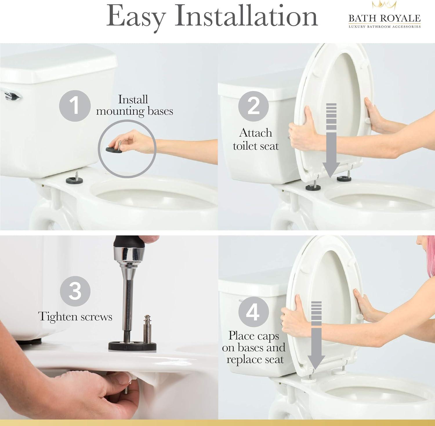 Slow Close Toilet Seat Round BR283-00 Heavy Duty & Scratch Resistant, Fits All Toilet Brands, MasterSuite Series