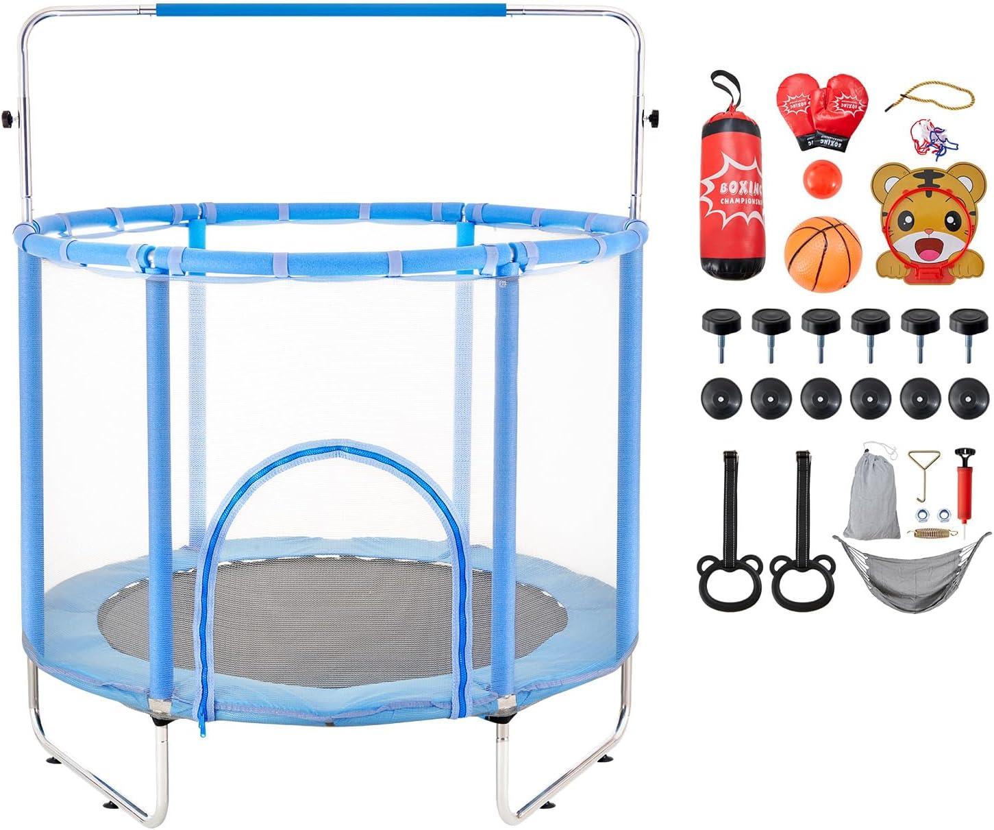 VEVOR 55" Trampoline for Kids Mini Toddler Trampoline with Net Indoor Outdoor