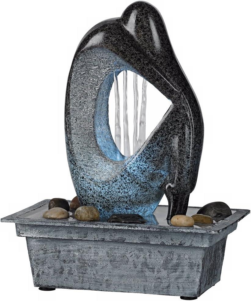 Modern Silhouette 10" High Small Zen Indoor Outdoor Decor Faux Stone Tabletop Fountain with Light LED Waterfall Outside Garden Patio