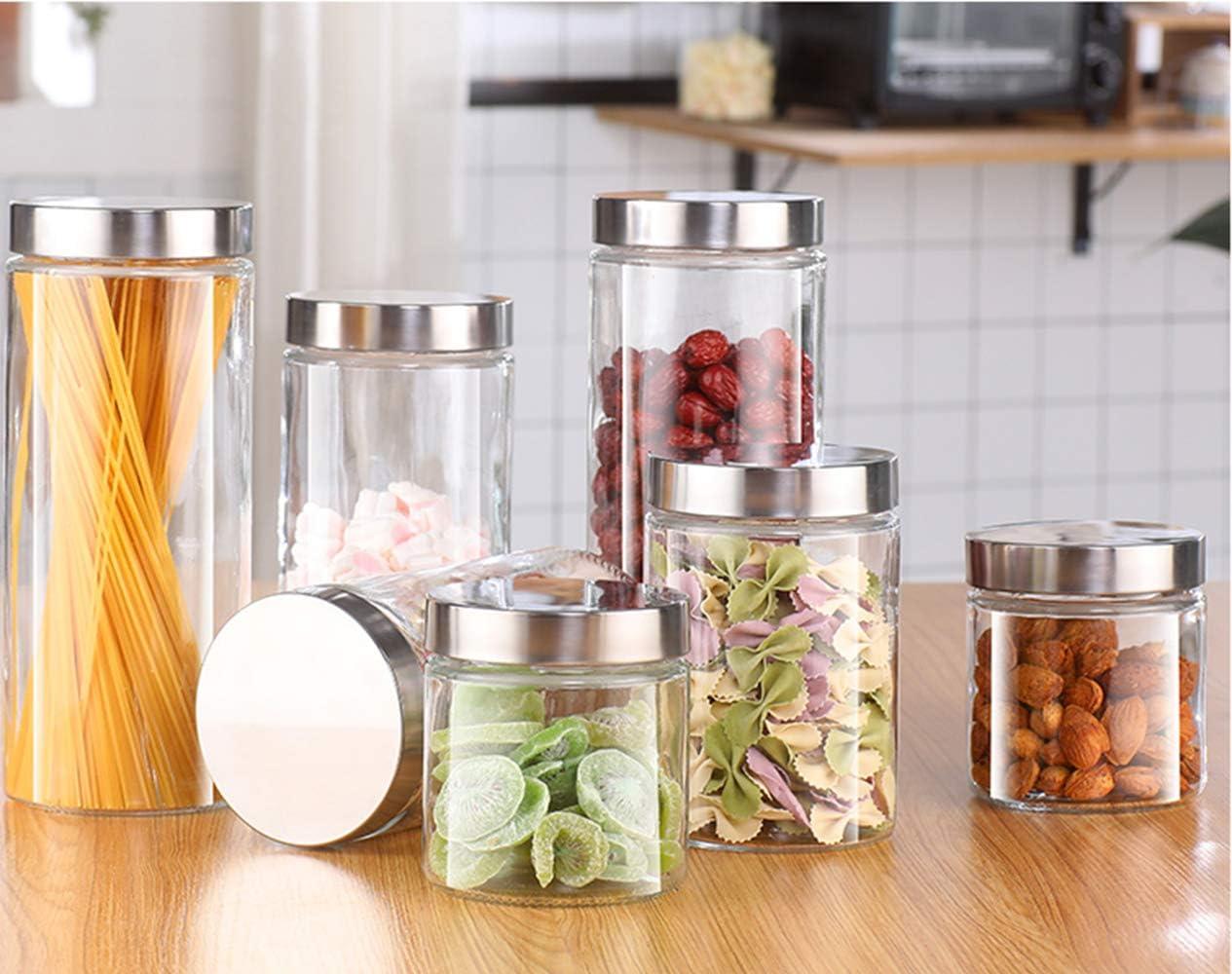 Lawei 6 Pack 27 Oz Clear Glass Jars with Stainless Steel Lids - Glass Food Canister Set Food Storage Jars for Cookie Rice Beans Pasta Snacks