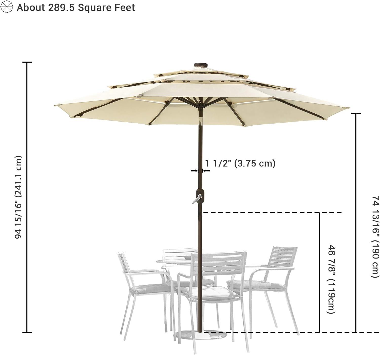Latitude Run® 9 Feet Patio LED Solar Umbrella With Crank