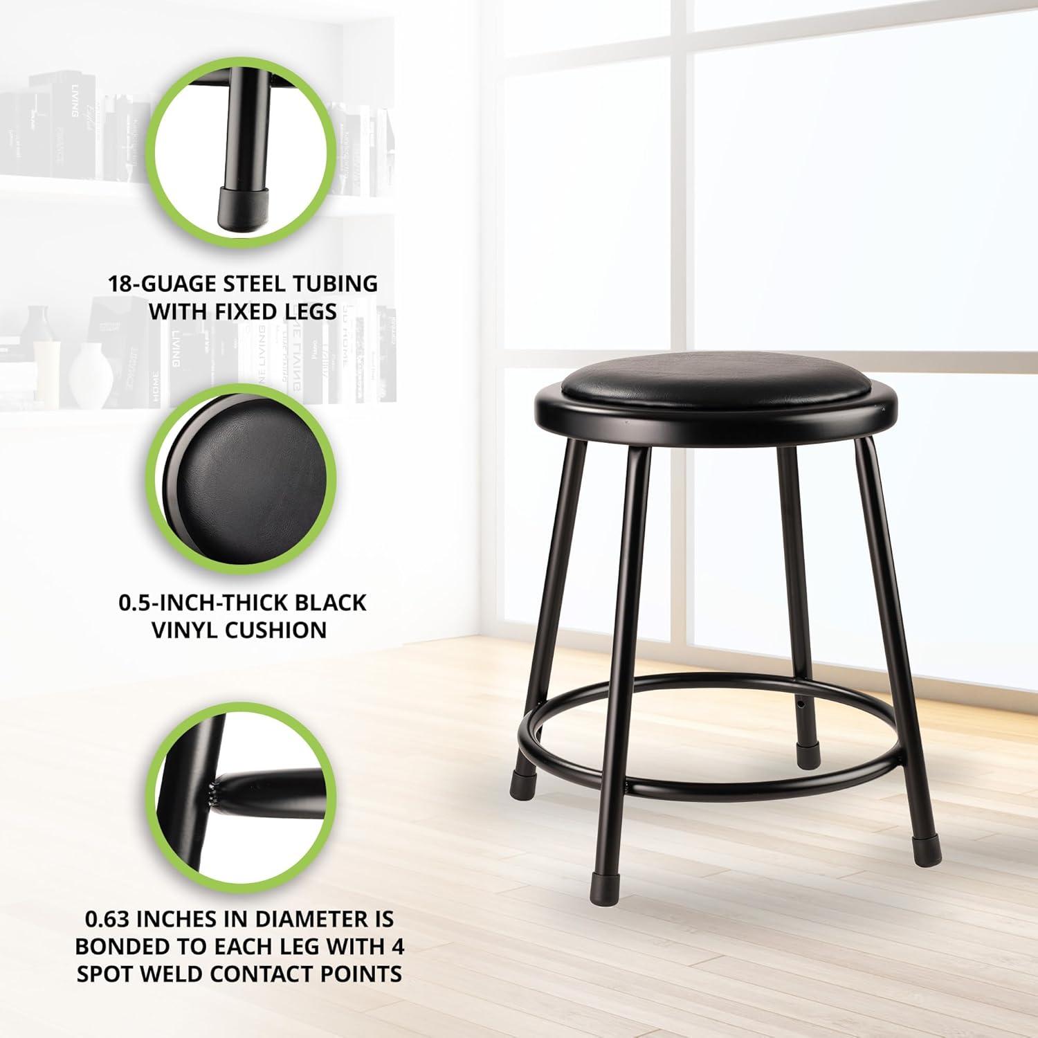 Black 18" Heavy Duty Vinyl Padded Steel Stool