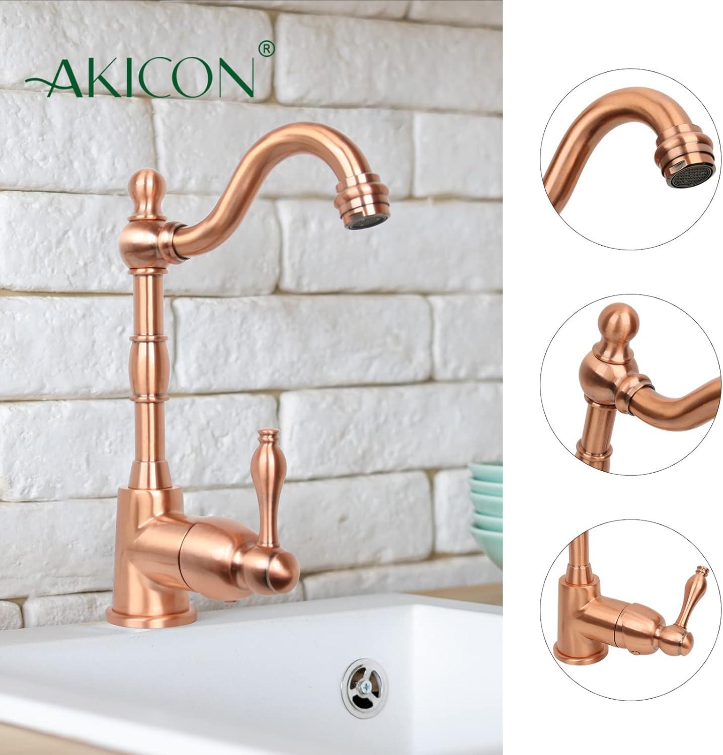 Copper One-Handle Polished Brass Kitchen Faucet