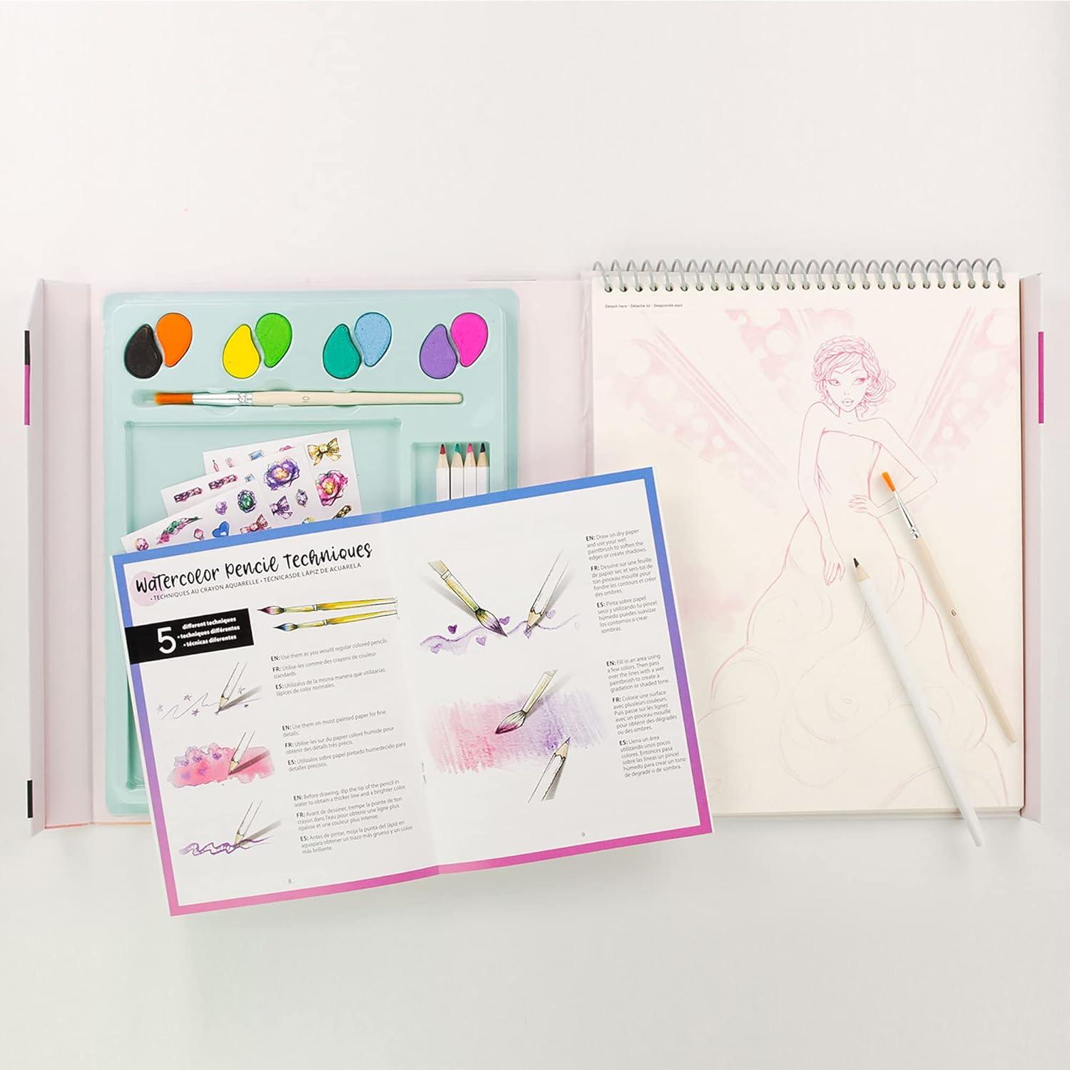 Style Me Up: Fashionista, Watercolor Painting Kit, Includes 24 Templates, Detailed Booklet Teaches Kids Basics of Watercolor Painting, For Ages 8 and up