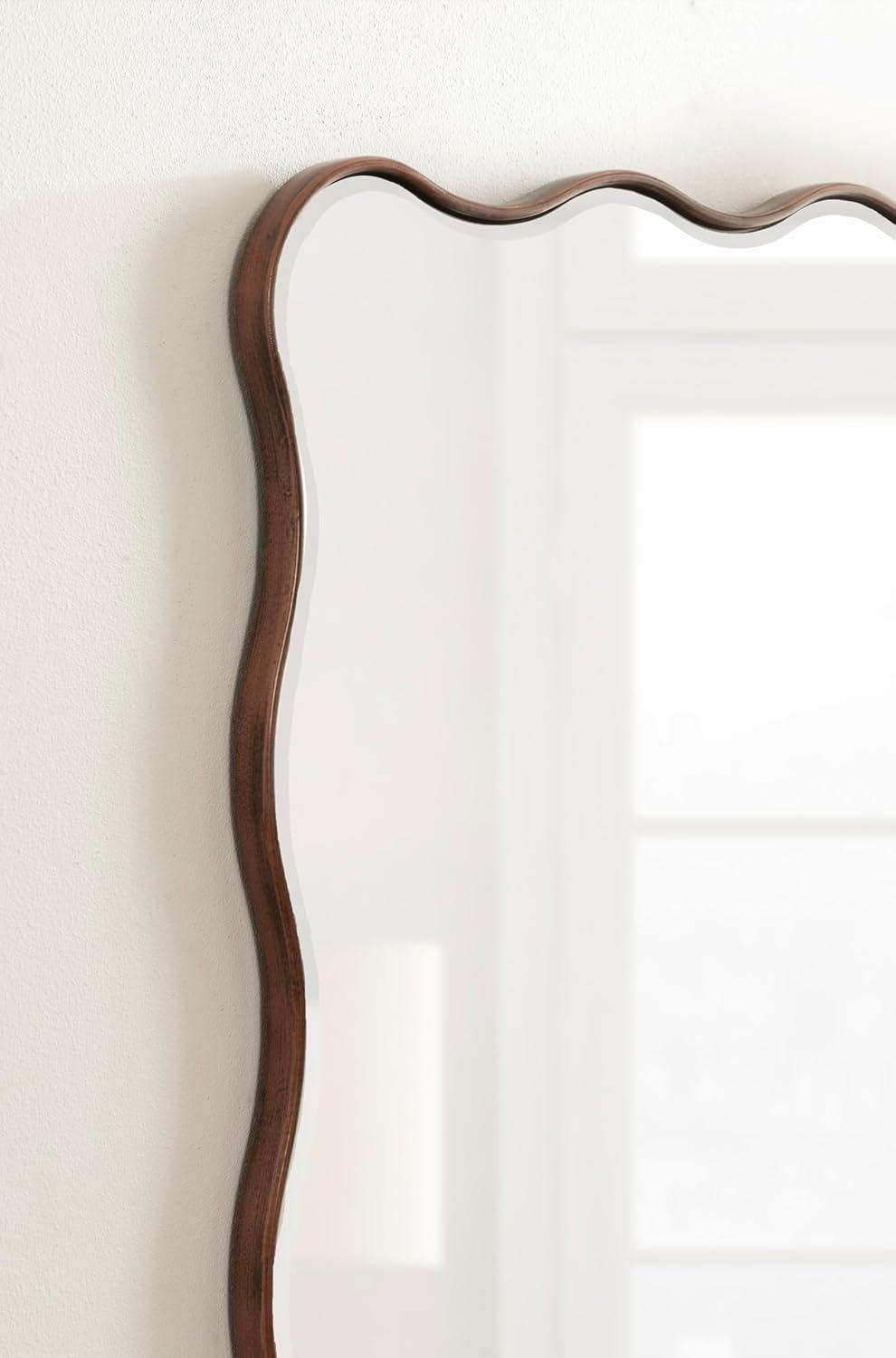 Kate and Laurel Viona Modern Scalloped Rectangle Mirror, 24 x 36, Bronze, Decorative Bathroom Mirror for Over Sink with Unique Rippled Edge for Wavy Wall Decor Accent