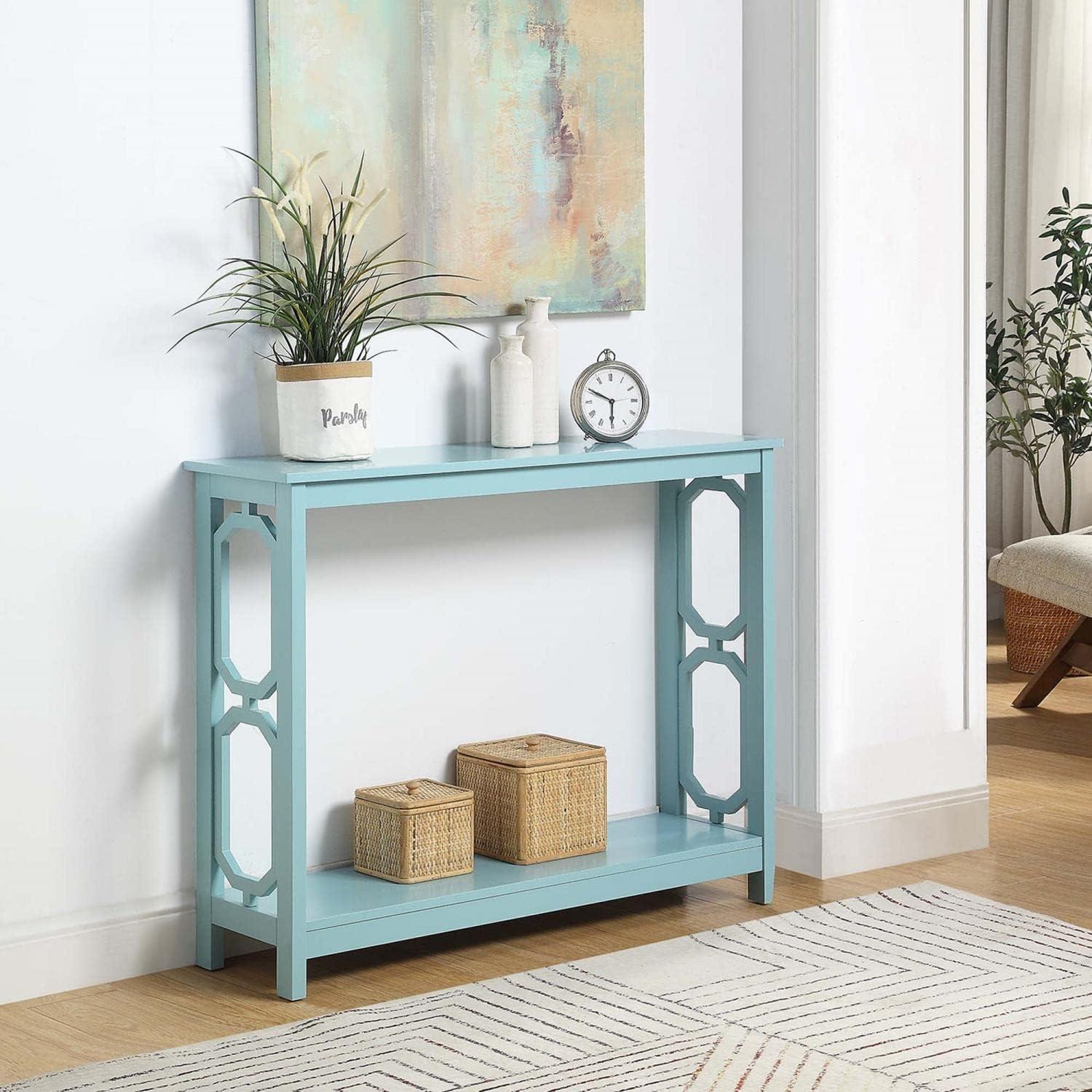 Convenience Concepts Omega Console Table with Shelf, Sea Foam