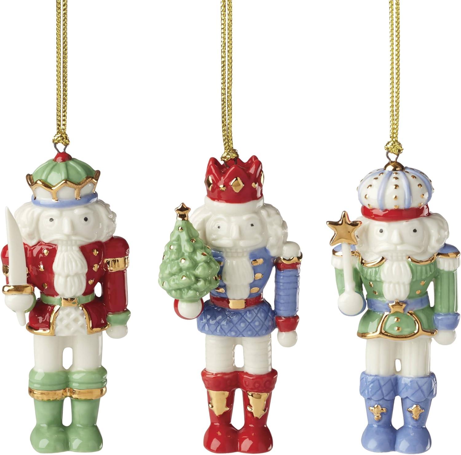 Porcelain Nutcracker Soldiers 3-Piece Ornament Set