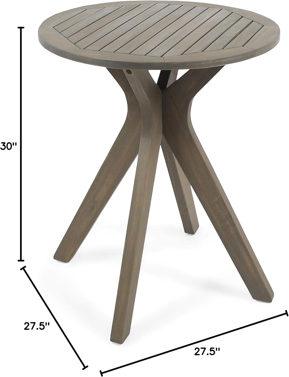 Stamford Round Acacia Wood Bistro Table with X Legs - Gray - Christopher Knight Home: Weather-Resistant, Patio Dining