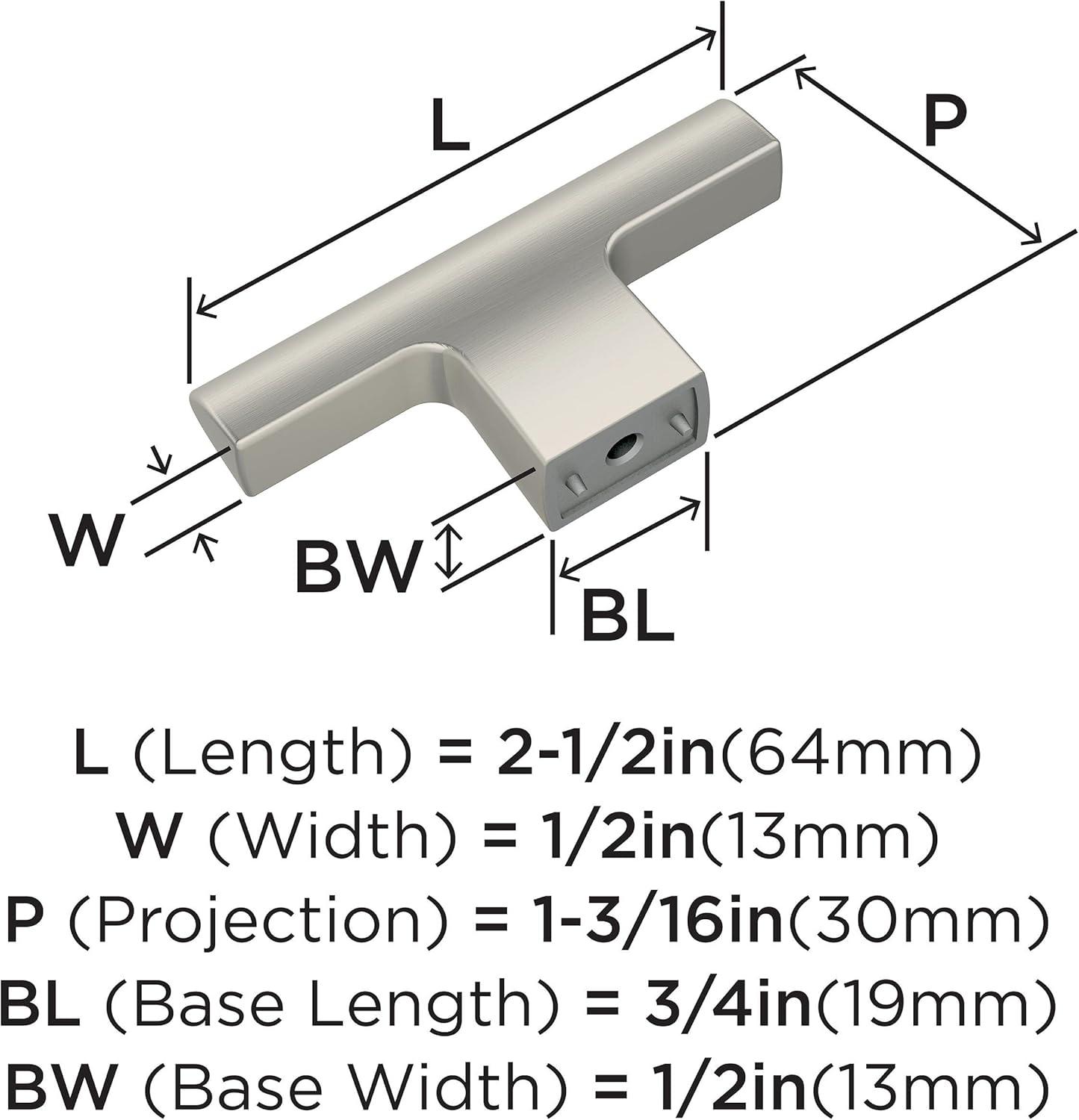 Amerock Riva 2-1/2 inch (64mm) Length Satin Nickel Cabinet Knob