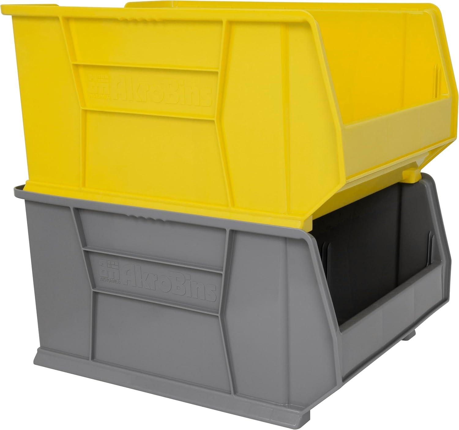 Yellow Heavy-Duty Plastic Stackable Storage Bin