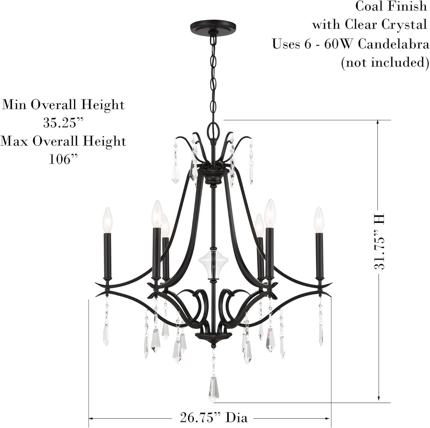 4446-66A-Minka Lavery-Laurel Estate - 6 Light Chandelier-31.75 Inches Tall and 26.75 Inches Wide-Coal Finish    -Traditional Installation