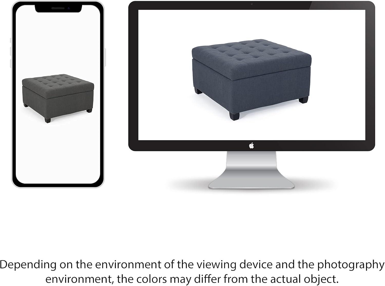 Isabella Contemporary Tufted Fabric Storage Ottoman Dark Gray/Dark Brown - Christopher Knight Home: Upholstered Bench with Wood Legs