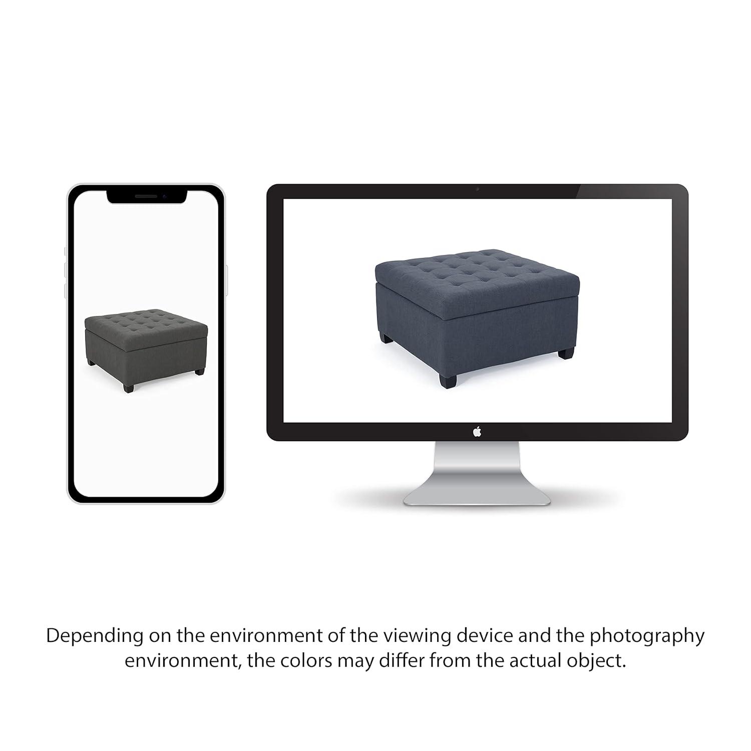 Isabella Contemporary Tufted Fabric Storage Ottoman Dark Gray/Dark Brown - Christopher Knight Home: Upholstered Bench with Wood Legs