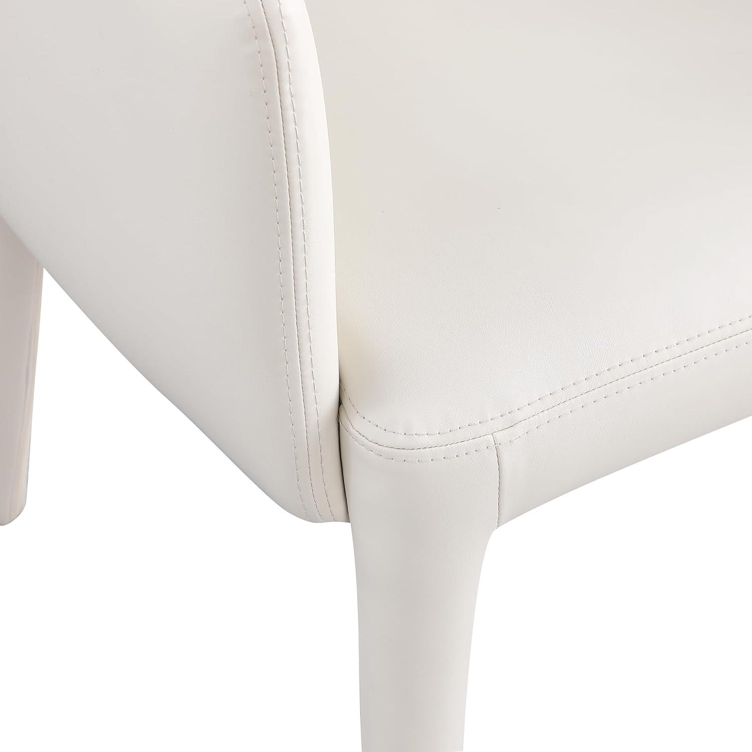 Cream Vegan Leather Upholstered Arm Chair with Iron Frame