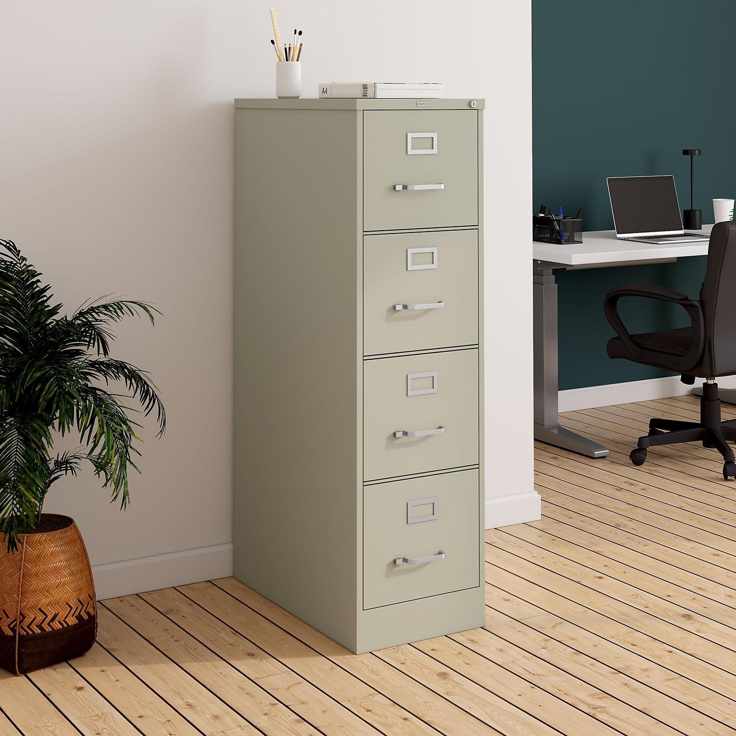 Putty Beige 4-Drawer Lockable Vertical File Cabinet