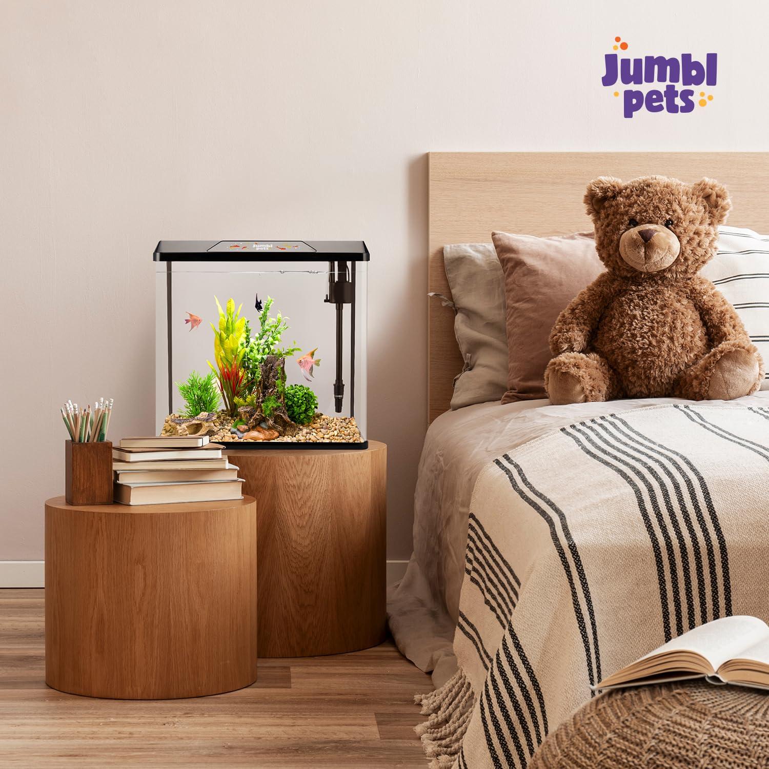 JumblPets Starter Fish Aquarium Kit, Beginner Glass Fish Tank Kit w/LED Lighting & More (10 Gallon)