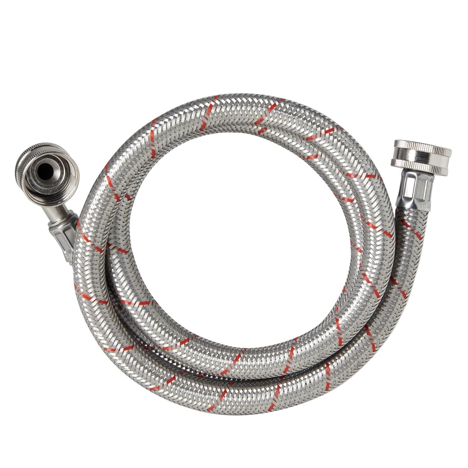 2 Pack Universal Washing Machine Hoses with 90 Degree Elbow Connection, Stainless Steel Rust and Burst Protection (4 Feet)
