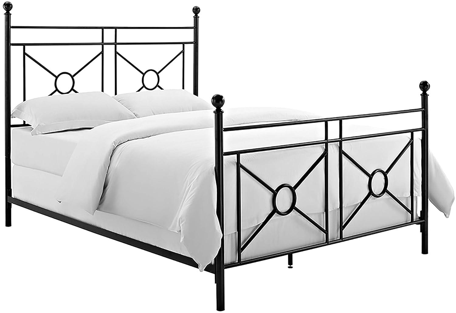 Crosley Furniture Montgomery Metal Frame Queen Poster Bed in Black Powder Coat