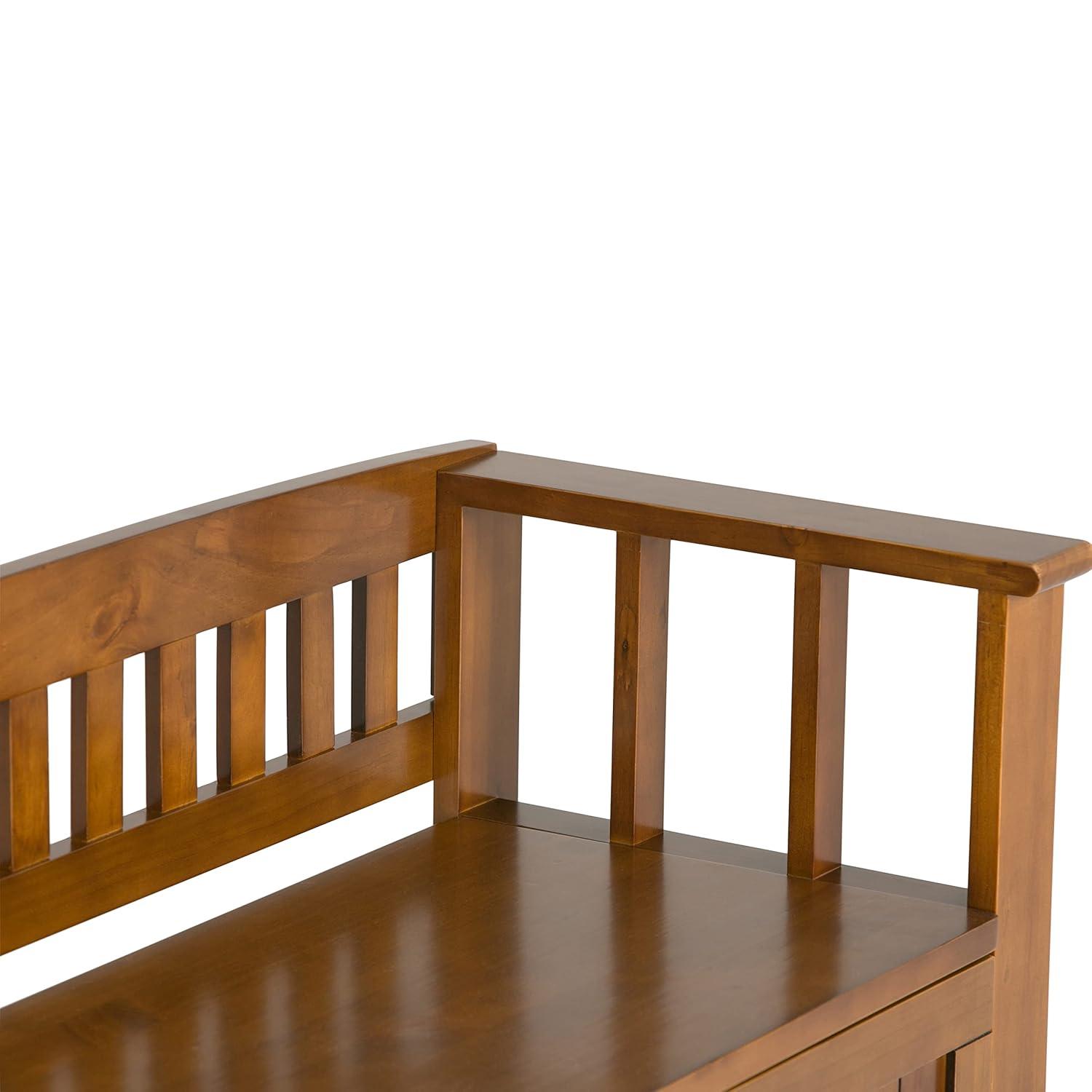 Simpli Home Acadian Solid Wood Entryway Storage Bench with Lift-Top Lid and Dual Compartments