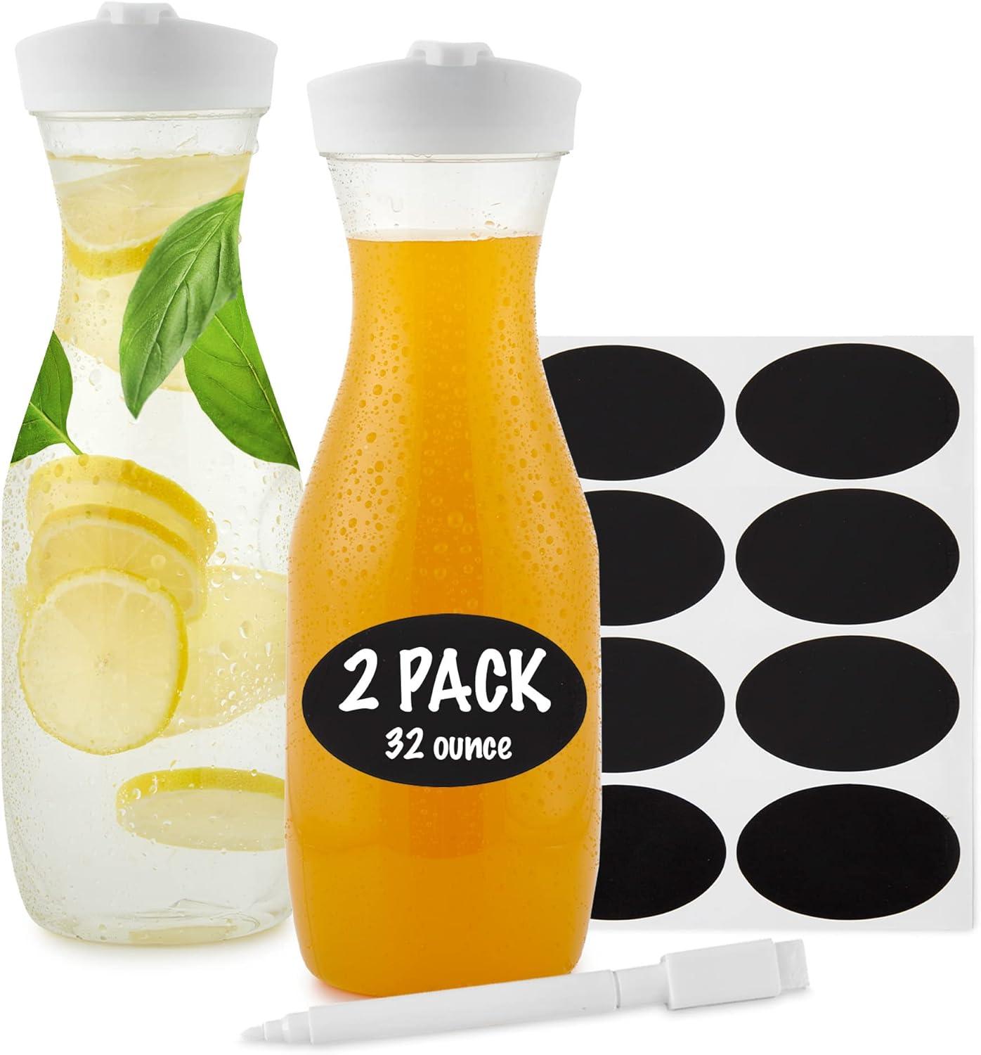 Clear Plastic 32 oz Carafe Set with Lids