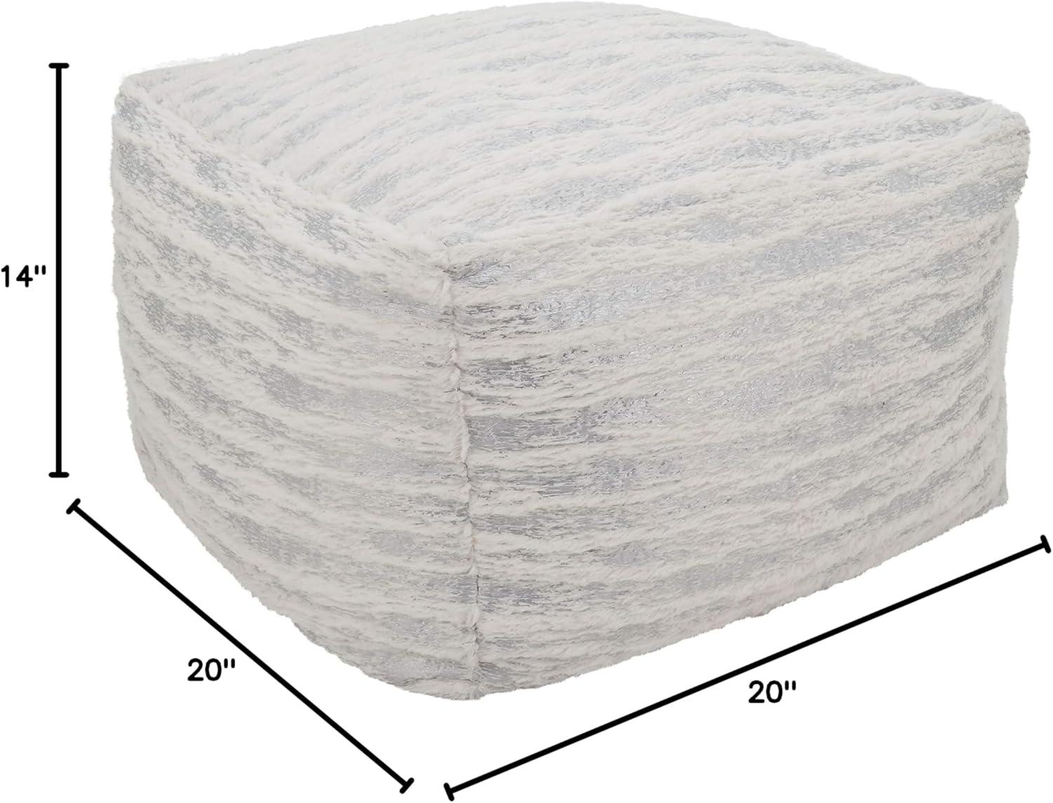 Saro Lifestyle Floor Pouf With Foil Print Faux Fur Design