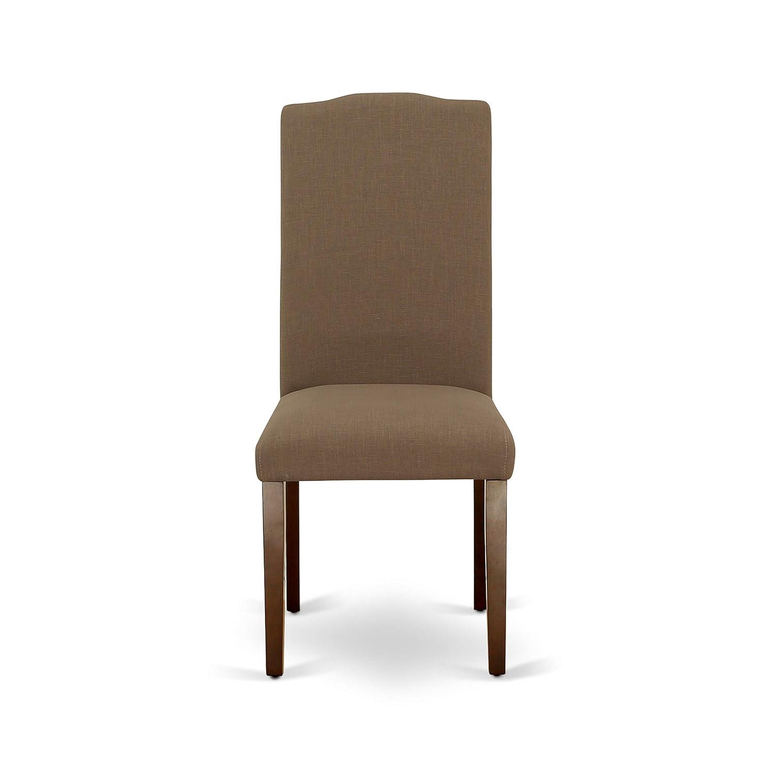 Encinal Parson Chair with Mahogany Leg & Linen Fabric - Dark Coffee - Set of 2