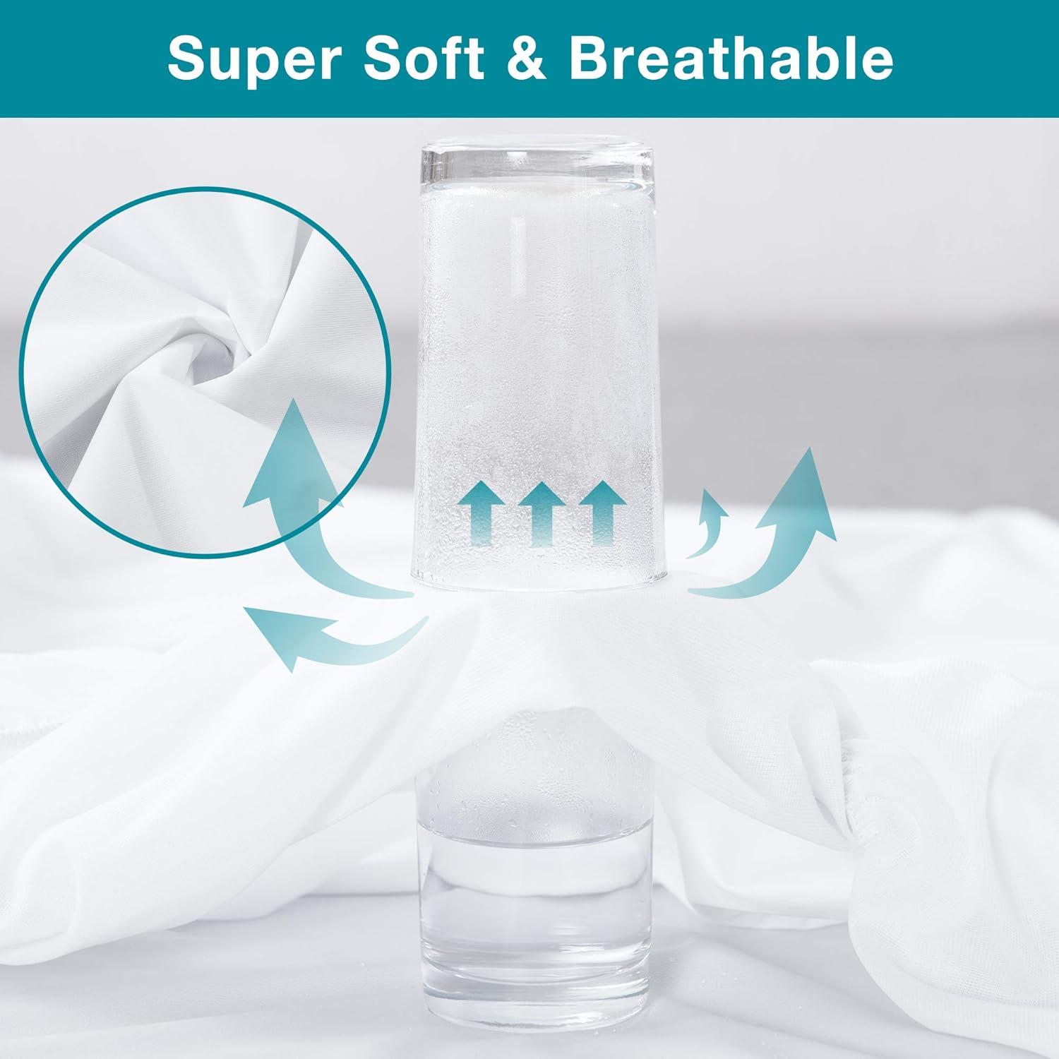 DLD Queen Mattress Protector, Waterproof Breathable Noiseless Queen Mattress Pad with Deep Pocket for 6-18 inches Mattress, White